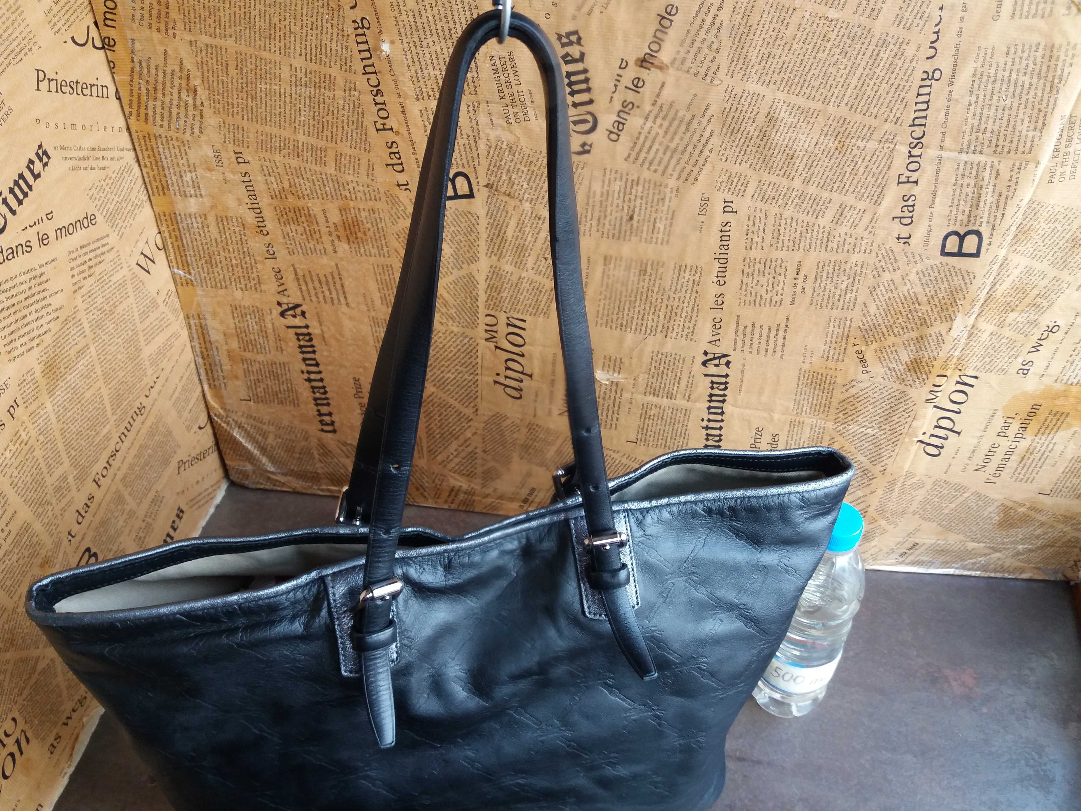 Longchamp/черна чанта-естествена кожа