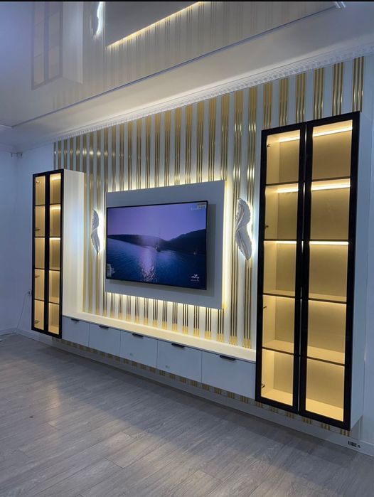 ТВ зона/ зеркало с подсветкой/ панели бамбук лувр скала TV ZONA zerkal