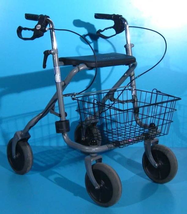 Cadru de mers cu roti (rolator) cu frane si sezut pentru batrani