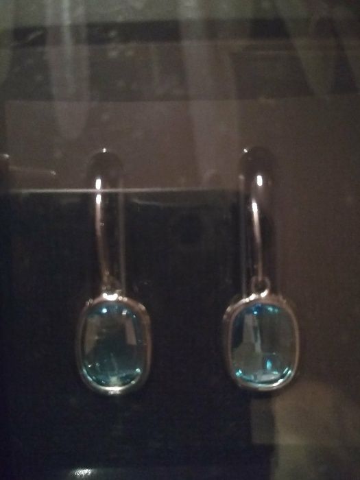 Cercei Liora cu cristale Swarovski aquamarine