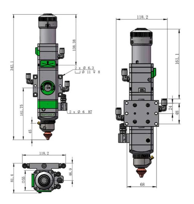 Cap de tăiere cu laser cu fibră Raytools BT210S 0-1.5kW