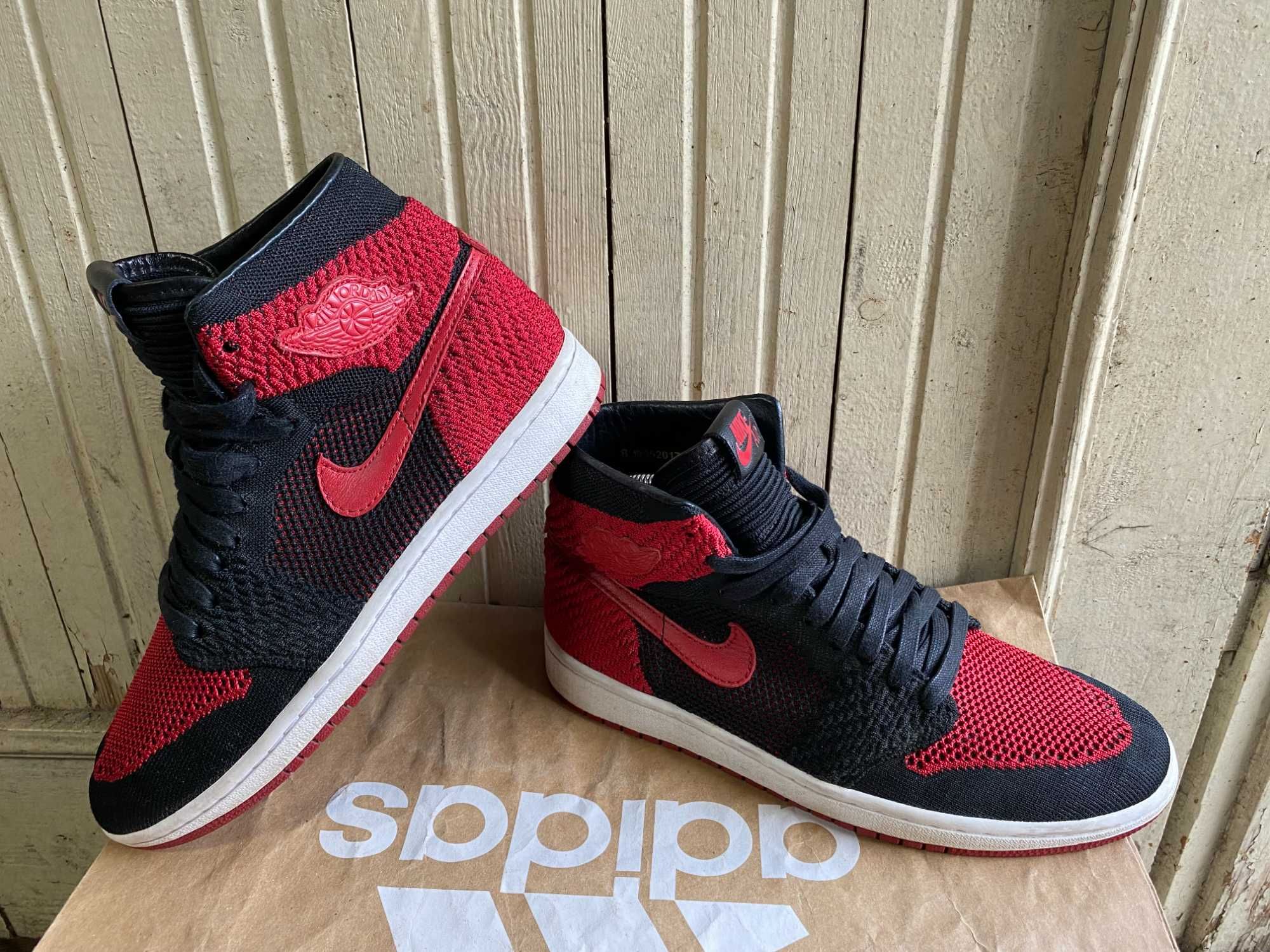 ''Jordan 1 Retro High OG Flyknit Bred''оригинални маратонки 41 номер