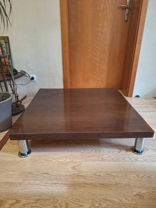 Холна маса, венге, квадратна 90 х 90 см, В 20 см, Д 5 см,  MDF, лак