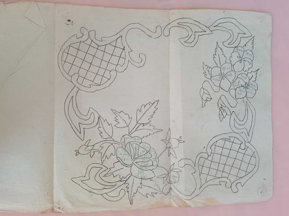 Скица скици старинни за бродерия на "ришелье", бод