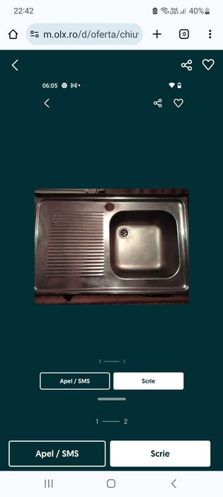 Chiuveta inox cuva dreapta