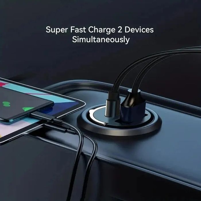 Incarcator Auto Mini 66w, 2 intrari, negru