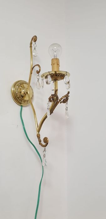 Accesoriu decorațiune aplica perete alama cristal Franța 1930