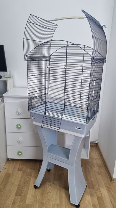 Colivie albastră cu suport pentru păsări Imac Calla, dim 66x43x77 cm