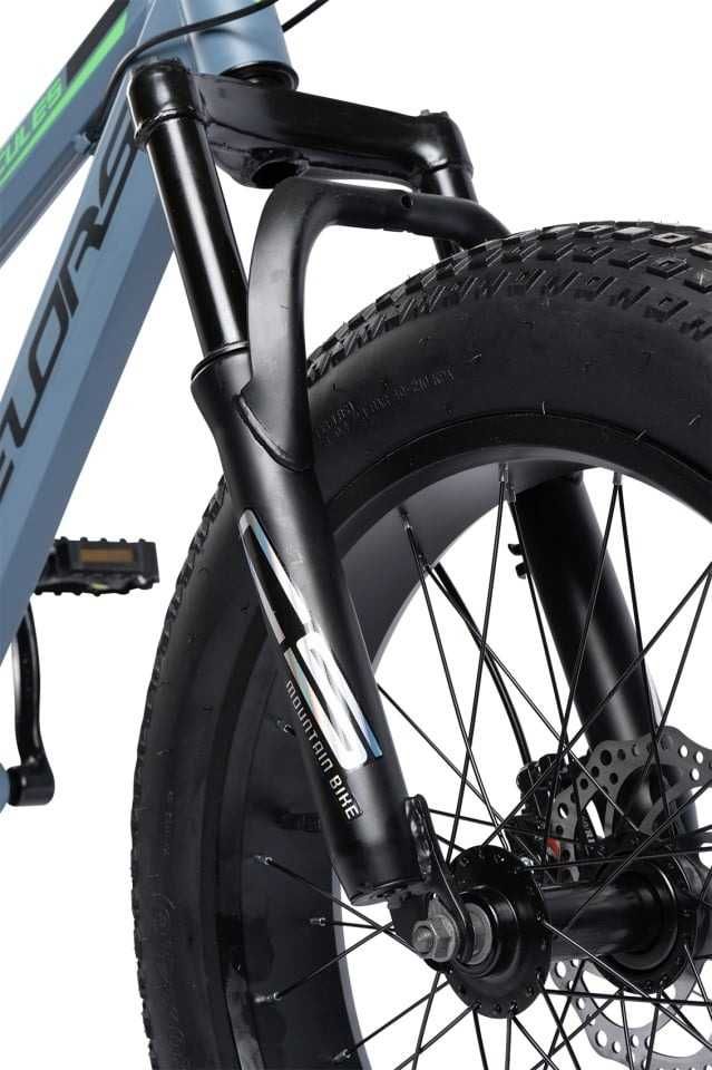 Bicicleta Copii Fat Bike Velors Hercules 20", Shimano,7 Viteze, Gri/Ve