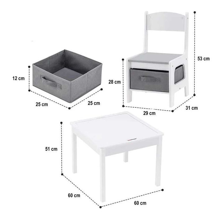 Детска Маса с 2 Столчета за Учене, Рисуване, Редене на Конструктори