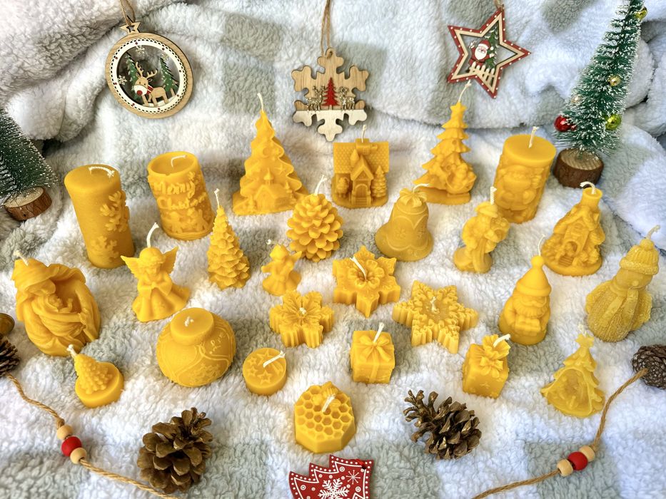 Подаръчни коледни кутии - с восъчни свещи и натурални пчелни продукти