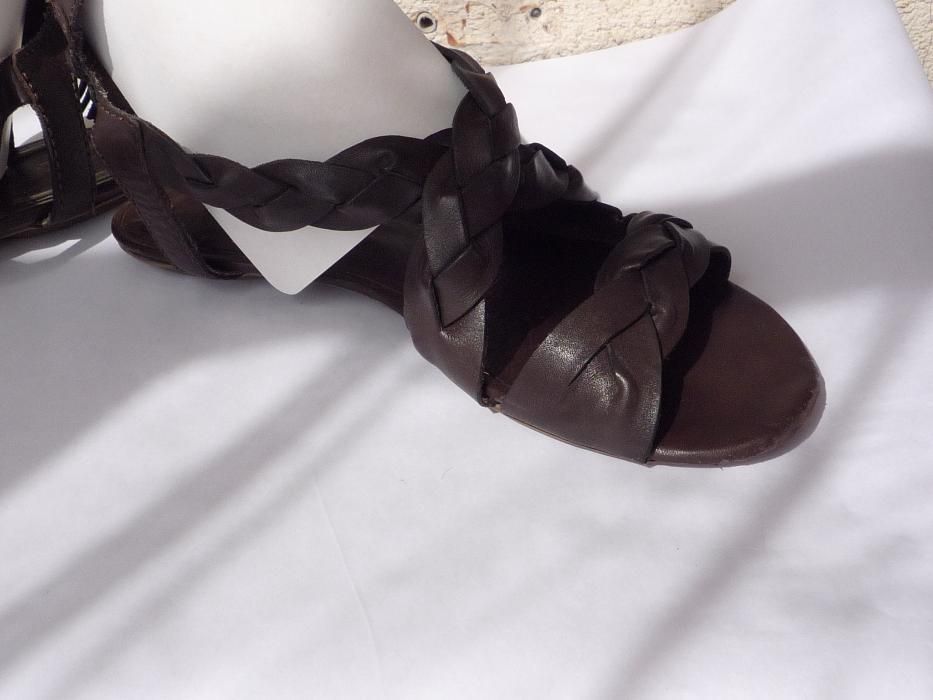 Sandale Bronx din piele, culoare maro inchis