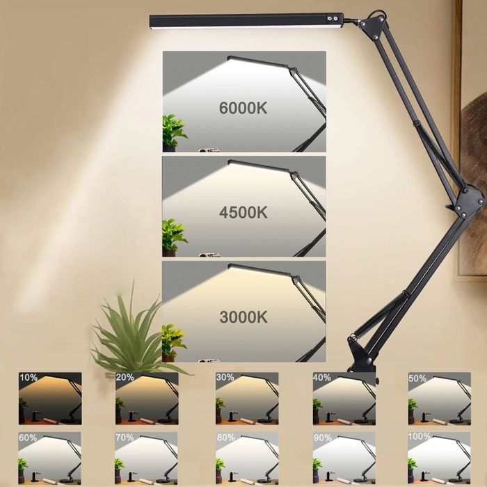 LED Настолна Лампа с Клипс и Основa – Черна