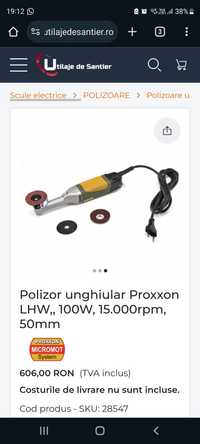 Proxxon LHW - Polizor unghiular cu gat lung, 100 W, valiza plastic