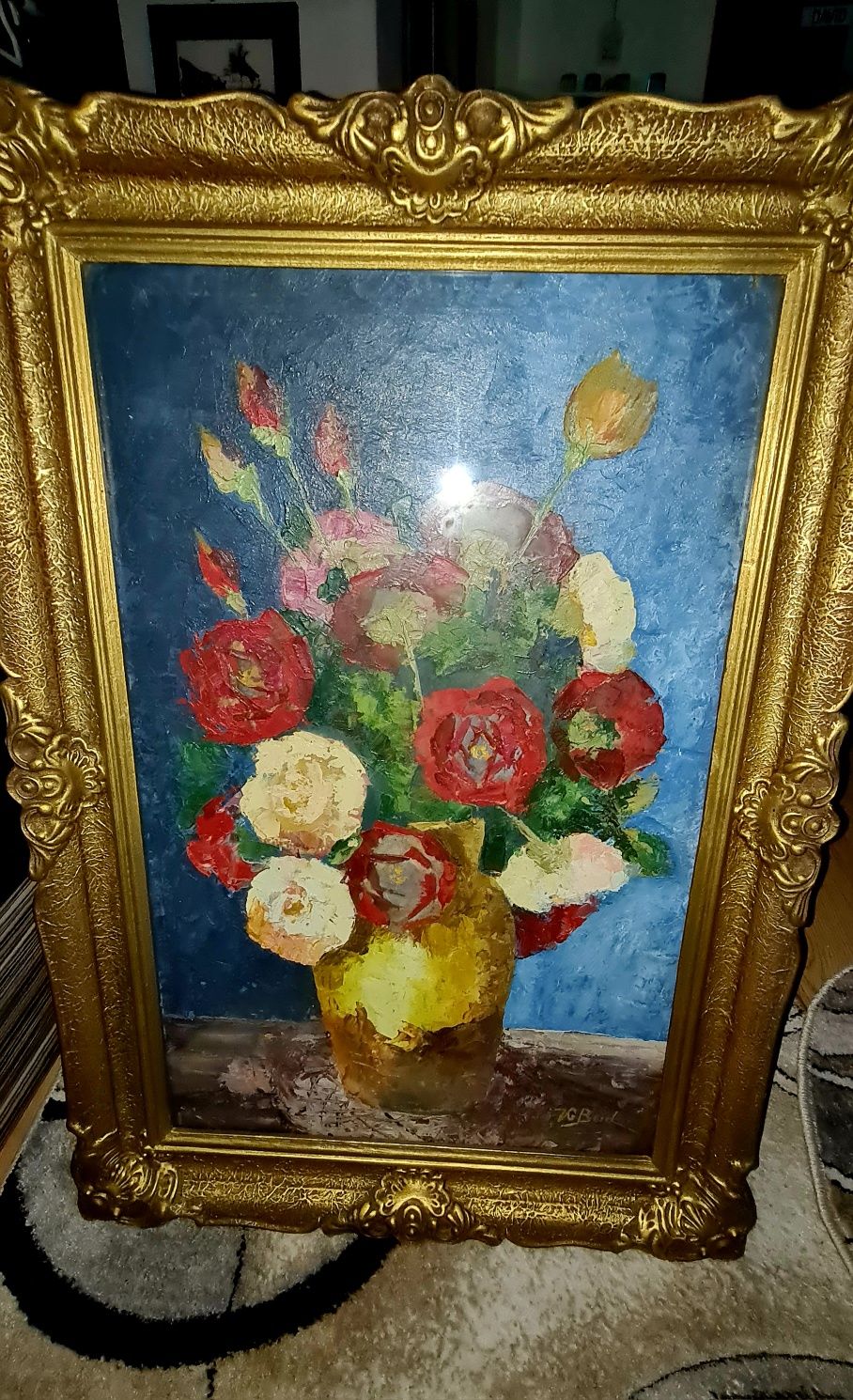 Tablou , Vaza cu flori" Vasile Gheorghe Bud [1912-1983]