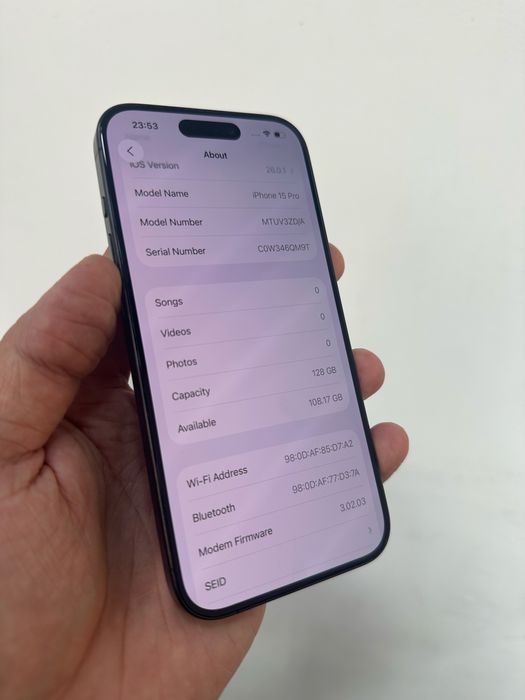 iPhone 15 Pro 128 Qora Europa Sim