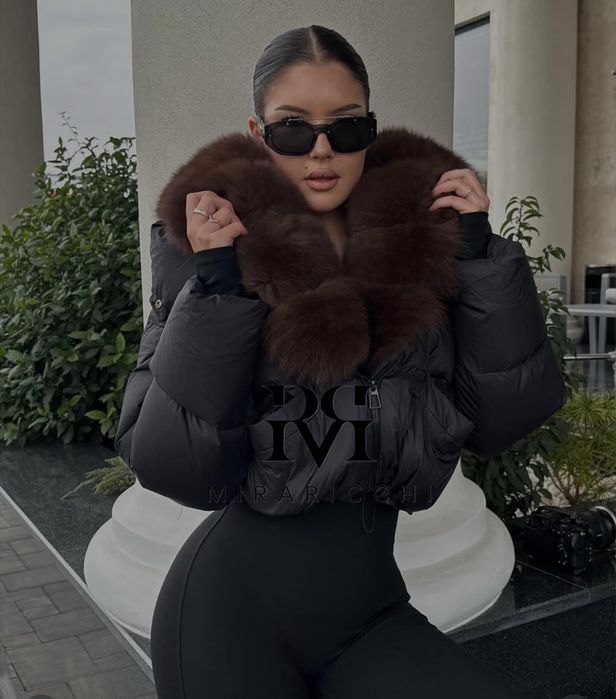 Geaca scurta cu Blana Naturala si manusi