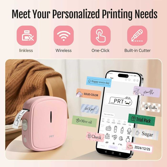 Портативен принтер за етикети PRT Qutie Bluetooth + 3 ролки
