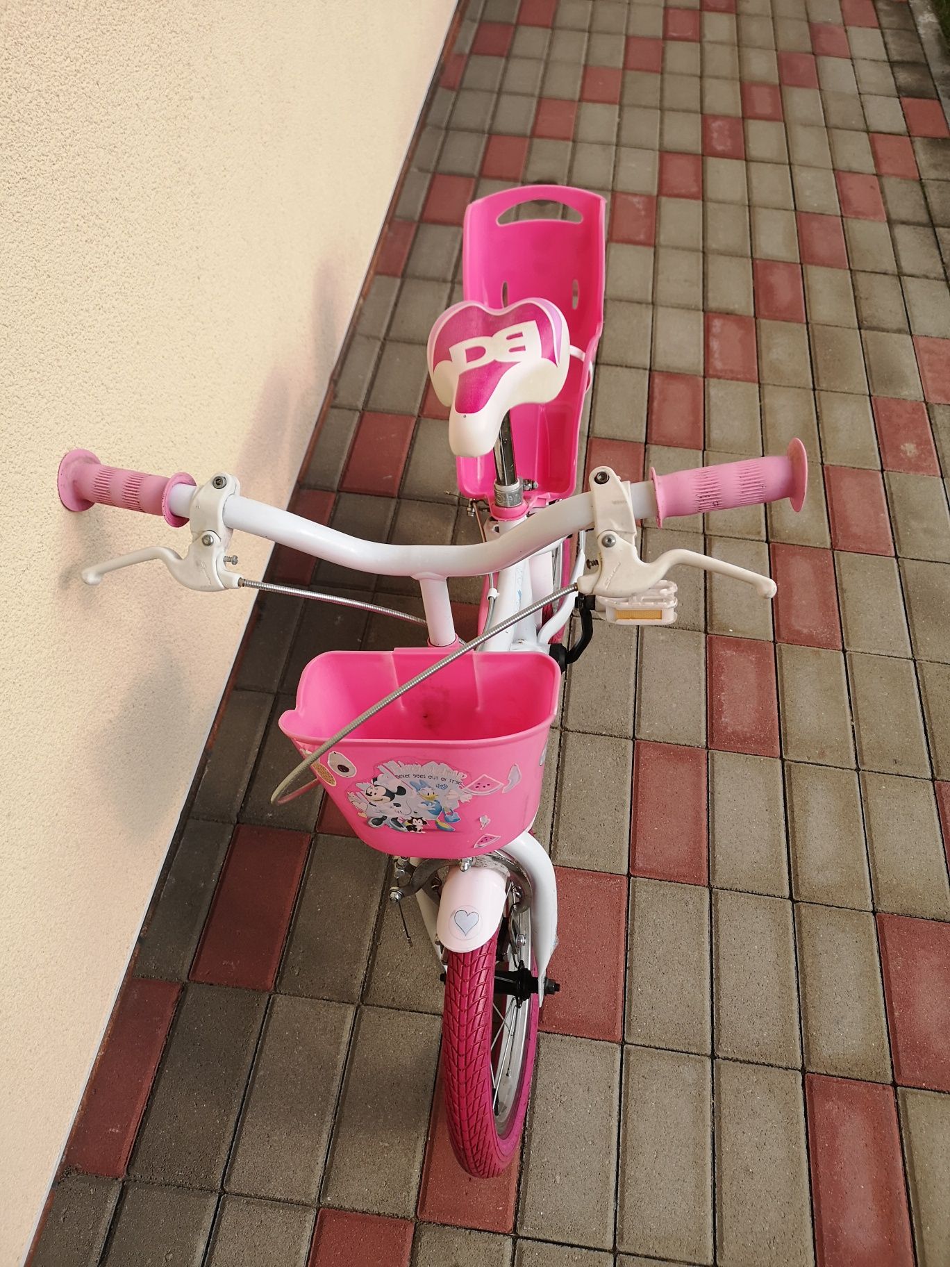 Bicicleta copii cu roti ajutatoare minnie mouse