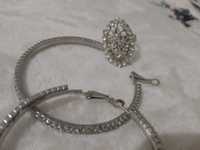 Свадебный набор сияющий серьги кольцо кристаллы той узату свадьба