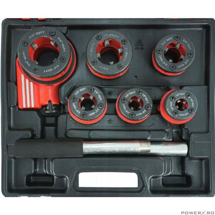 Trusa filetat tevi 1/4", 3/8", 1/2", 3/4", 1", 1-1/4", 6 piese, Verke