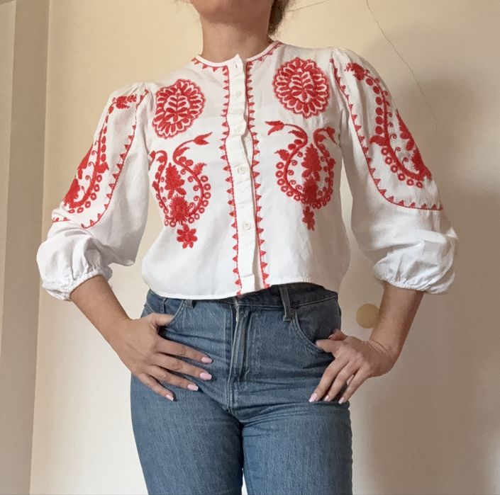 Zara дамска ризка с бродерия