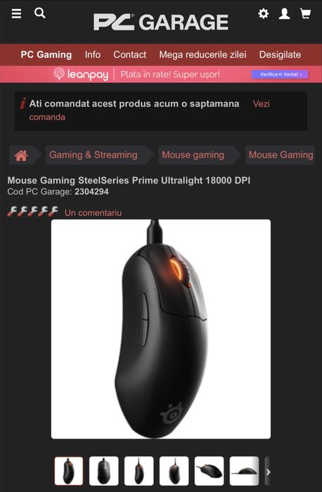 Mouse Mouse Gaming SteelSeries Prime Ultralight 18000 DPI Sigilat