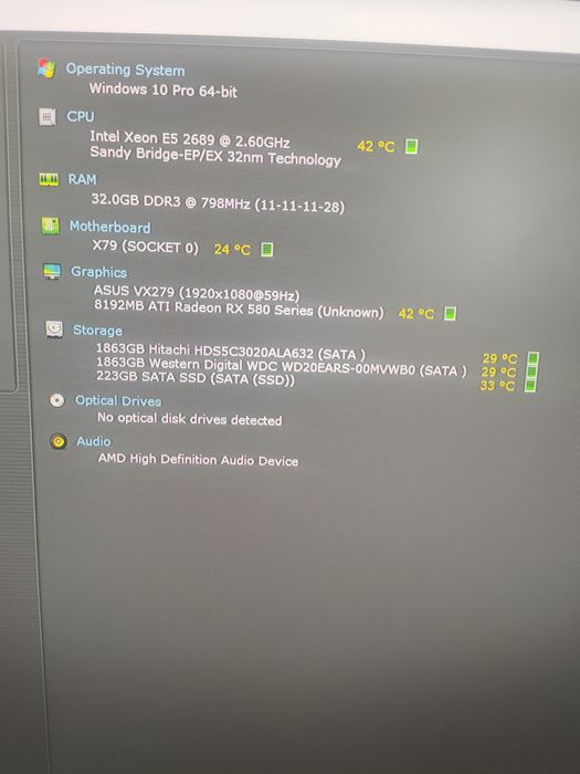 Vând Intel Xeon E5 2689 /24Mb cash /32 GB DDR3/RX 580 /8 MB cash