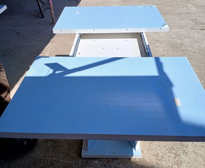 rattan masa de living extensibila , alba , cu folie  , design modern