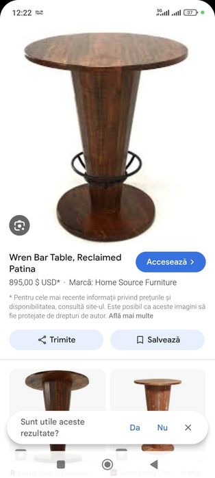 Vand masa 3 mese de bar terasa foisor din lemn tratat fiert masiv