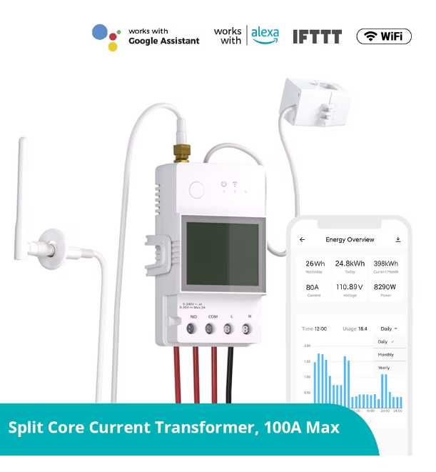 Contor de consum de electricitate 100A WiFi POW Ring SONOFF POWCT