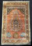 covor antic de matase mughal India pauni copacul vietii 180 x 120 cm