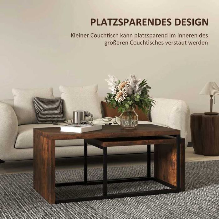 Комплект от 2 масички за кафе HOMCOM 90 x 48 x 42 см/59 x 42 x 36 см