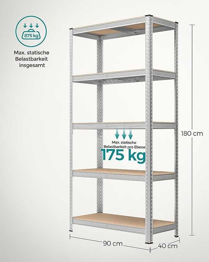 Set 2 rafturi de depozitare, capacitate 875 kg,cadru din otel armat