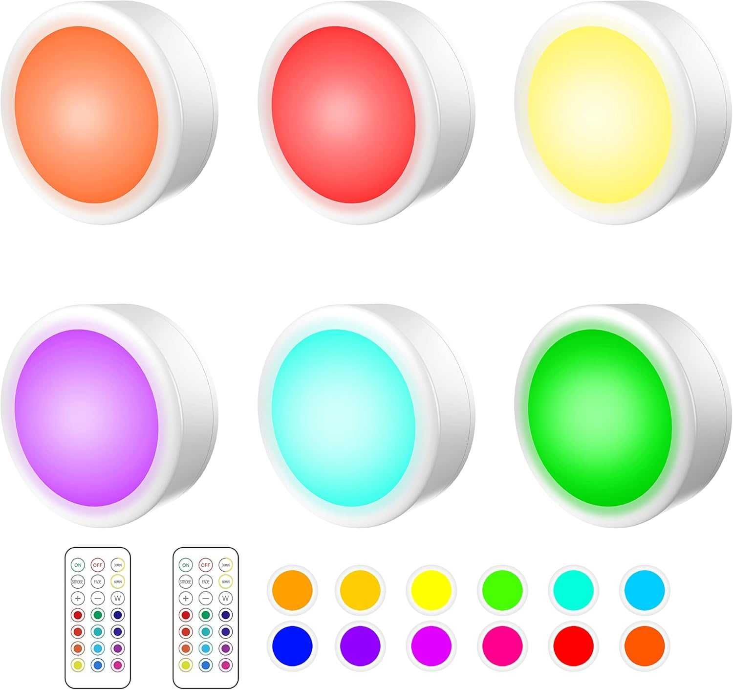 НОВИ! RGB LED осветление за шкафове с дистанционно, 6 бр/к-кт