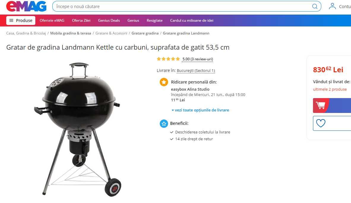 Gratar Grillchef Landmann Kettle 11100, 74x60x106cm, NOU