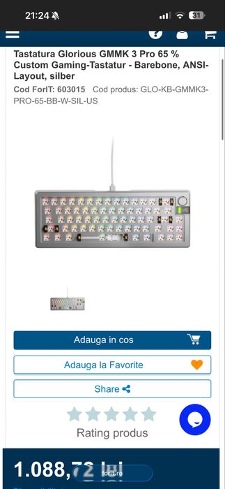 Tastatura Glorious GMMK 3 Pro  Barabones / NOUA SIGILATA