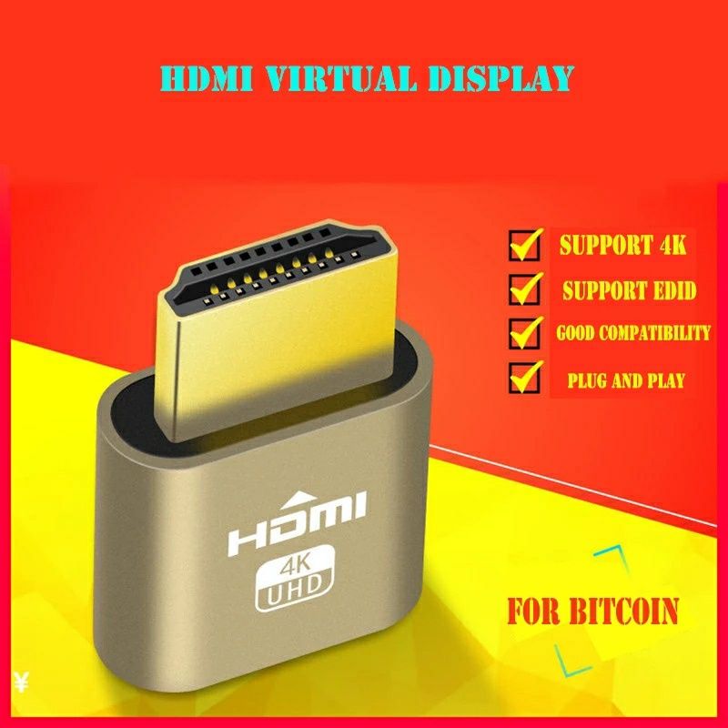 Эмулятор монитор  HDMI  4К  ноутбук переходник