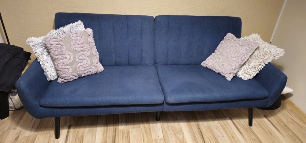 Разтегателен диван HARNDRUP тъмносин текстил