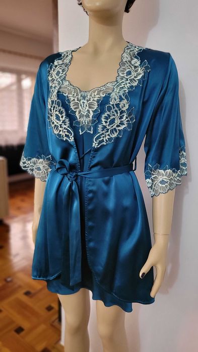 Negligee (neglije) de lux matase naturala 2 piese