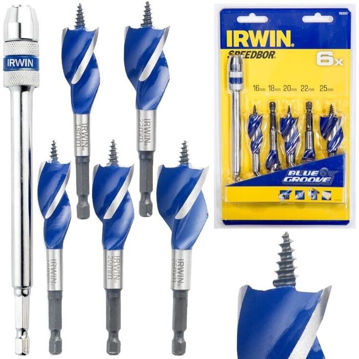 Свредла за дърво с държач Irwin 1922007, 5 бр, 16 – 25 мм