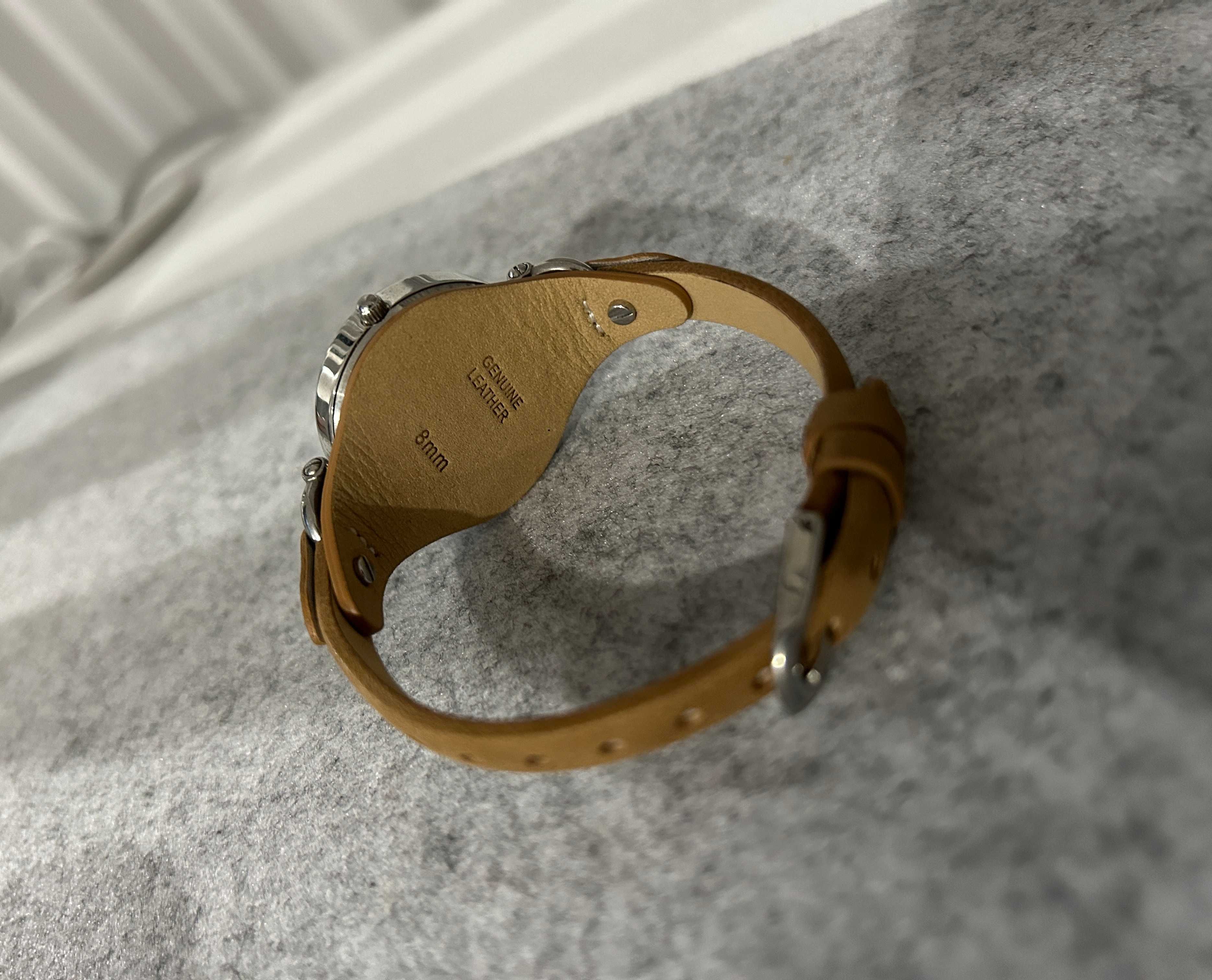 Ceas original Fossil Georgia ES2830, cadran crem, curea piele bej/maro