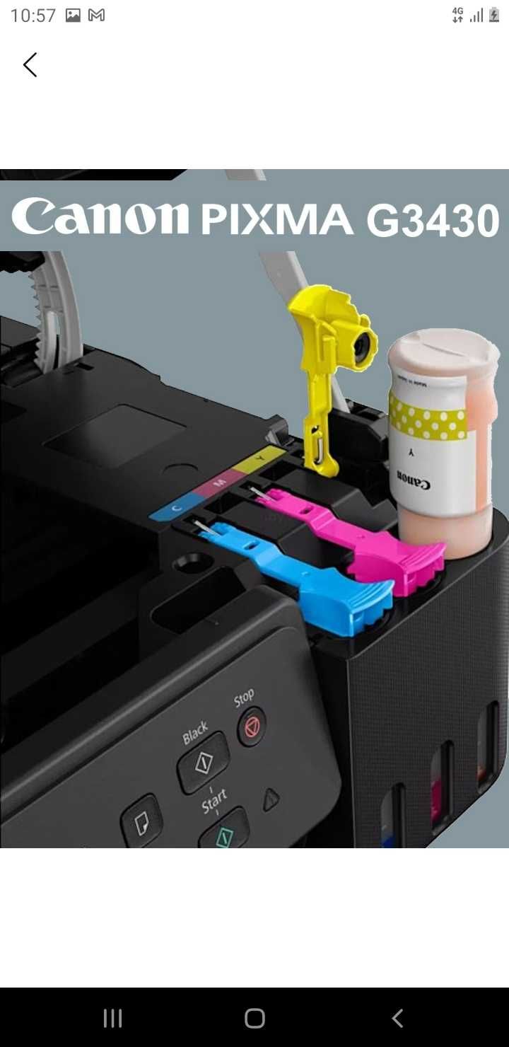 Rangli va rangsiz chop etadigan Canon pixma G3430 printeri sotiladi.