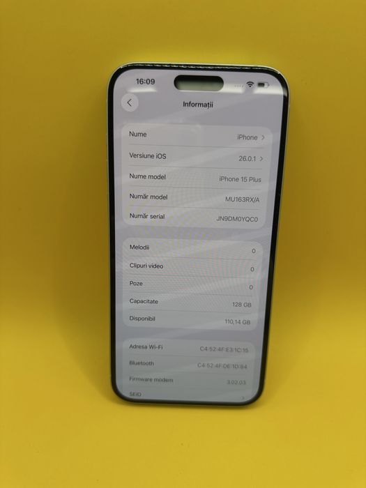 iPhone 15 Plus Blue 128GB sanatate baterie 89%