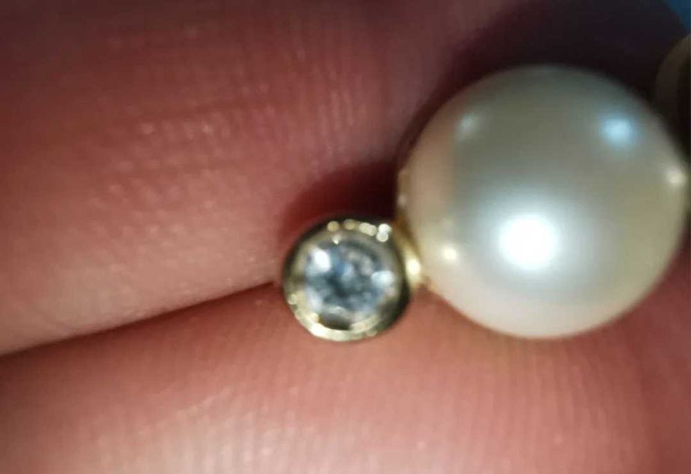 Cercei cu perlă și diamant, original Christian Dior