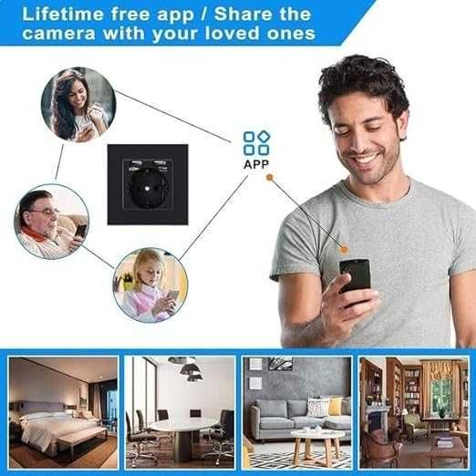 Шпионска камера Скрита камера захранващ контакт WiFi 2 USB порта 5V 2A