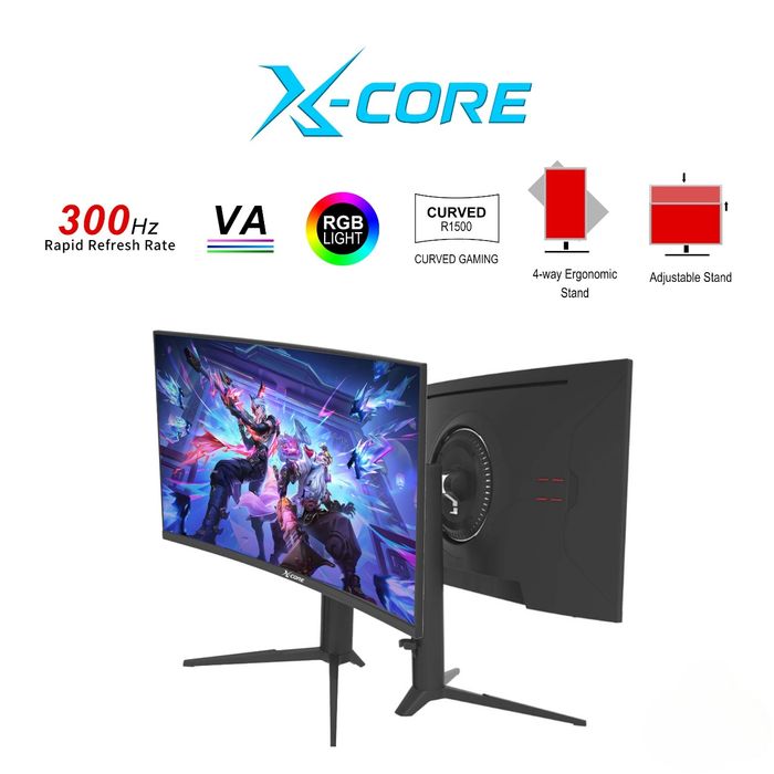 New Monitor XCORE 27 VA Curved 300Hz Rgb Has stand