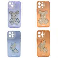 Husa iPhone 13 Pro Max / 13 Pro Power Bear / French Bulldog cu Glitter