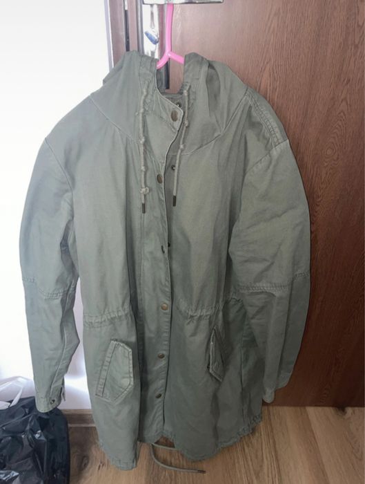 Jacheta parka kaki cu gluga