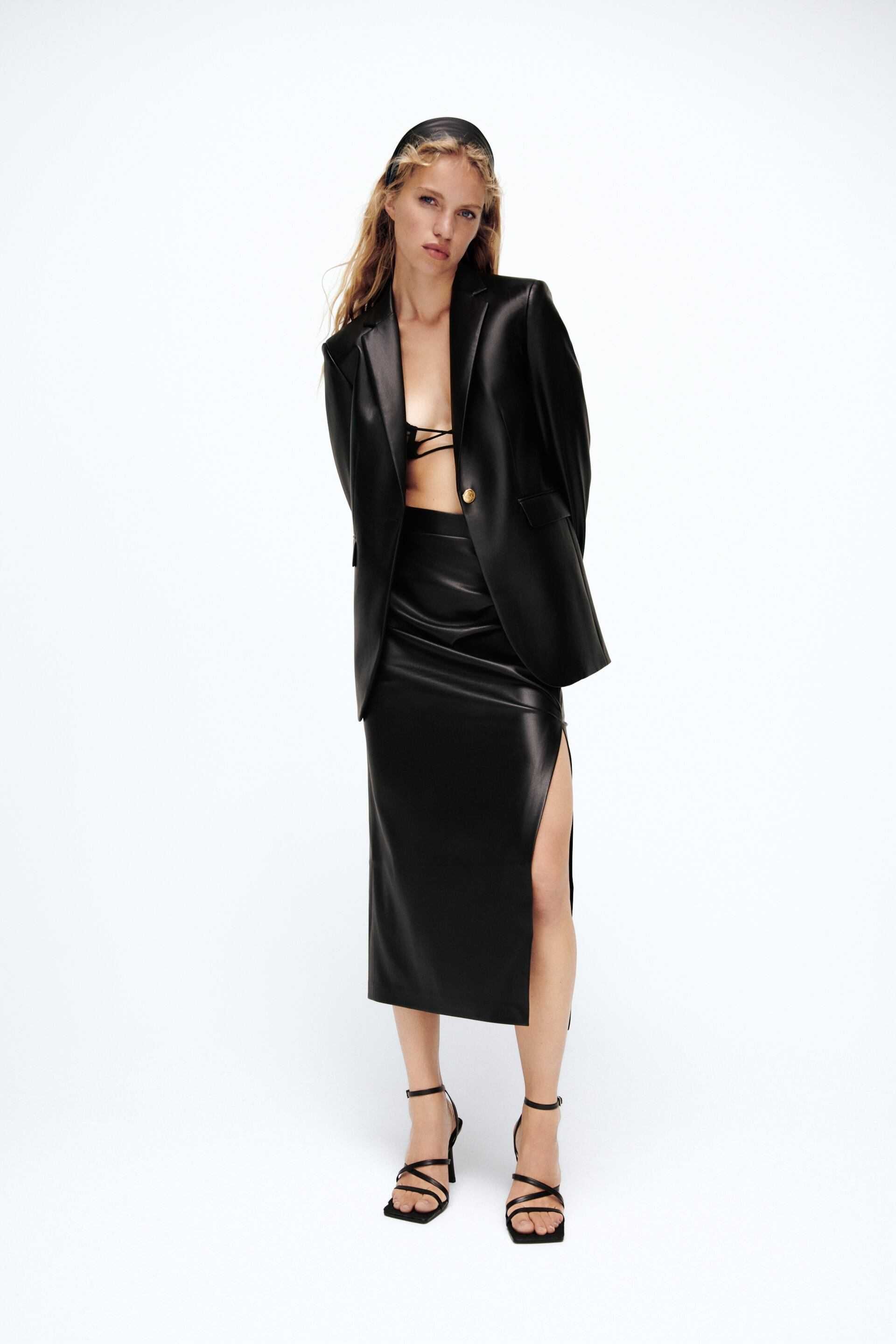 Кожаный блейзер ZARA